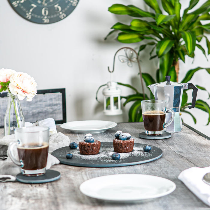 30cm Black Round Linea Slate Placemats - Pack of Six
