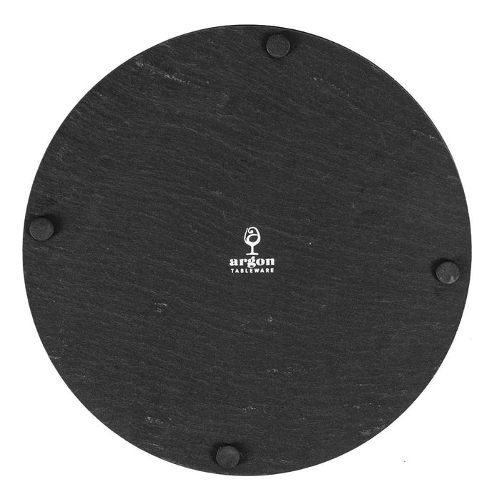 30cm Black Round Linea Slate Placemats - Pack of Six