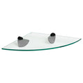 30cm Floating Glass Corner Shelf with Black Fixings