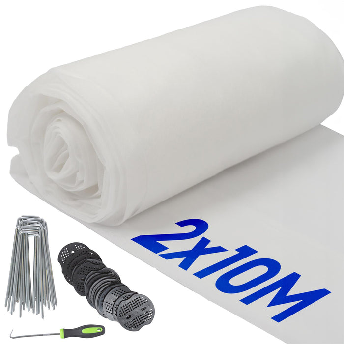 30gsm Garden Plant Frost Protection Fleece with Pegs & Plates - 2m x 10m