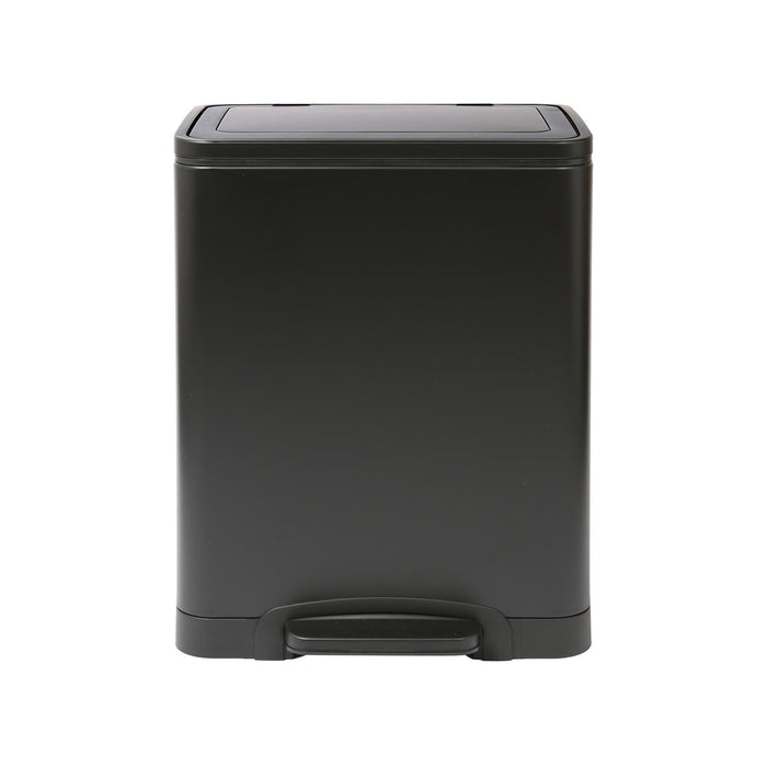 30L Matt Black Stainless Steel Double Kitchen Pedal Bin (2 x 15L)