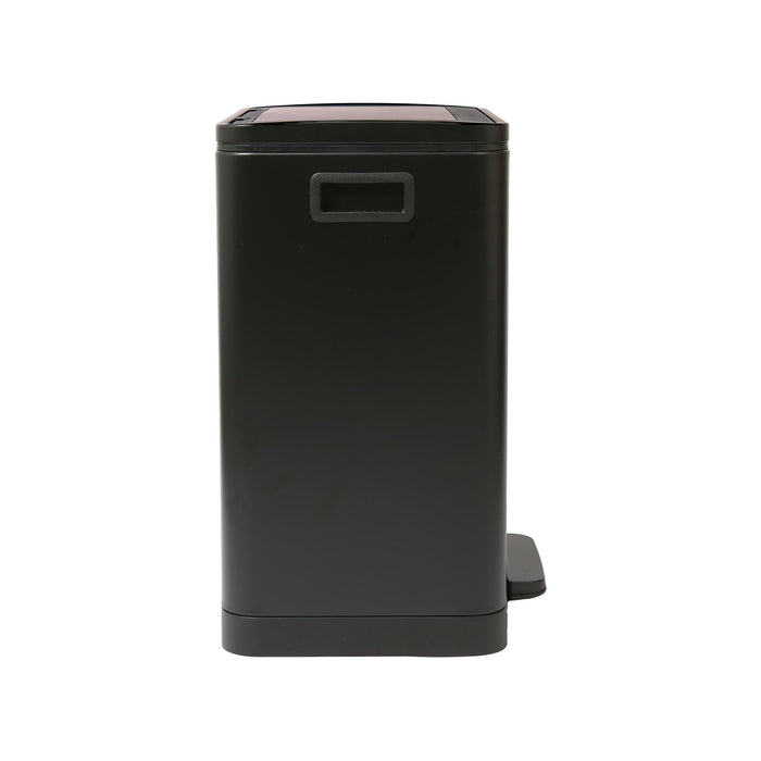 30L Matt Black Stainless Steel Double Kitchen Pedal Bin (2 x 15L)