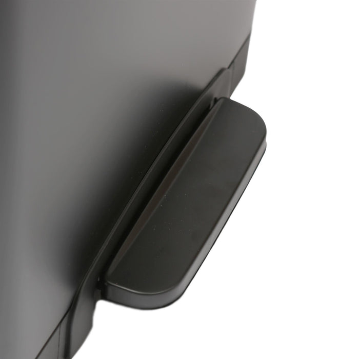 30L Matt Black Stainless Steel Double Kitchen Pedal Bin (2 x 15L)