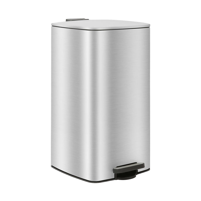 30L Square Brushed Stainless Steel Kitchen Pedal Bin