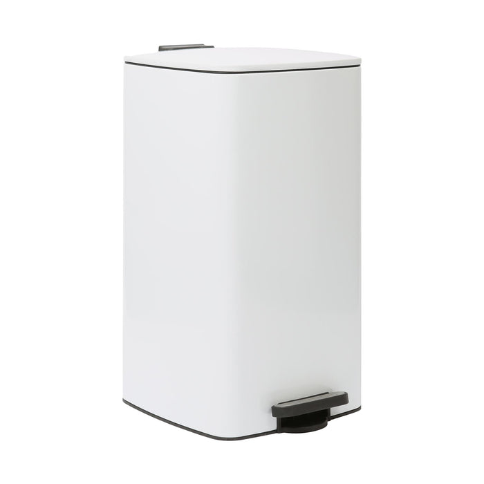 30L Square White Stainless Steel Kitchen Pedal Bin