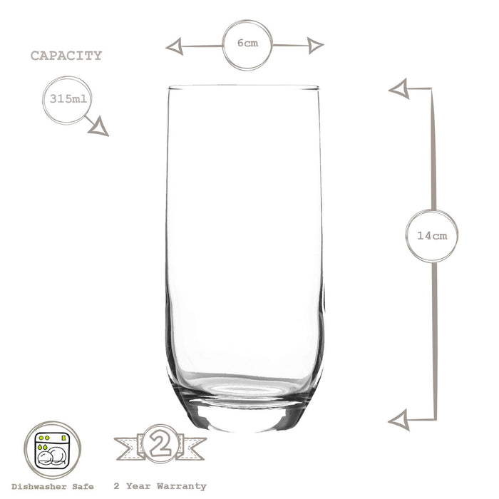 315ml Sude Highball Glasses - Pack of Six