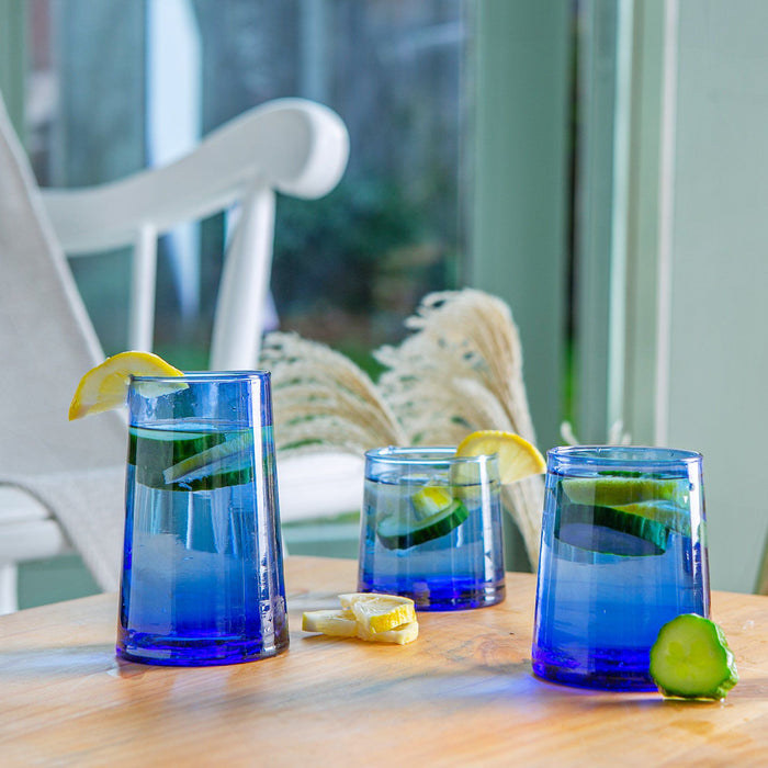 320ml Blue Merzouga Recycled Highball Glasses - Pack of Six