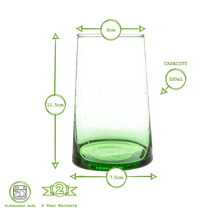 320ml Green Merzouga Recycled Highball Glasses - Pack of Six