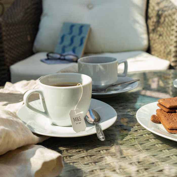 320ml White China Cappuccino Cups & Saucers - 6 Sets