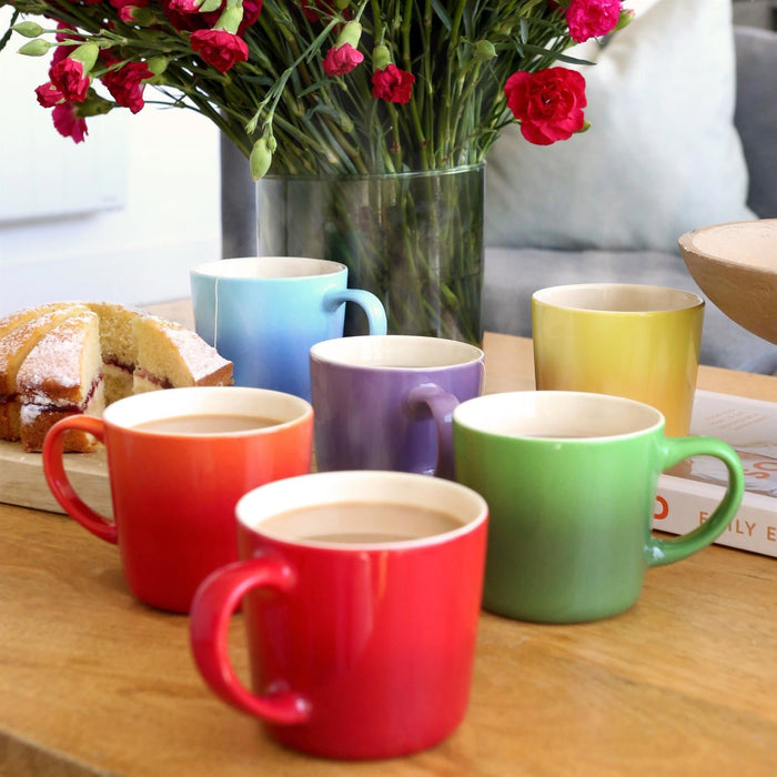 330ml Rainbow New Bone China Ombre Mugs - Pack of Six