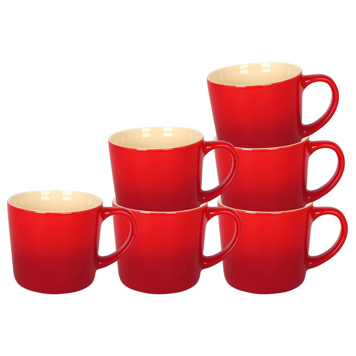 330ml Red New Bone China Ombre Mugs - Pack of Six