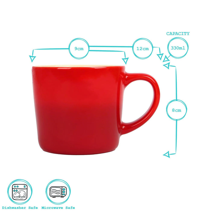 330ml Red New Bone China Ombre Mugs - Pack of Six