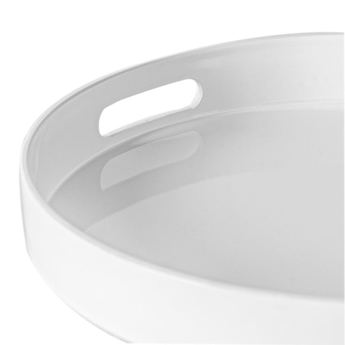 33cm White Round Lacquer Tray