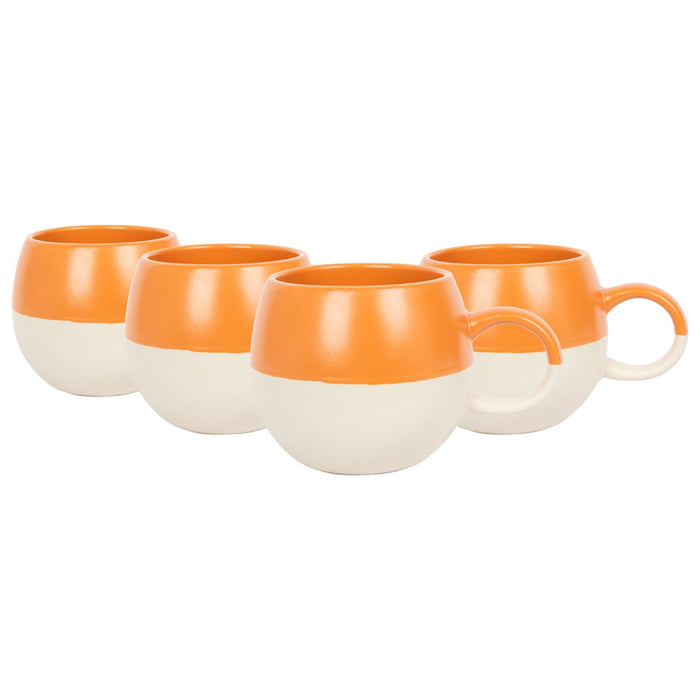 340ml Colour Block Stoneware Sphere Mugs - Pack of Four