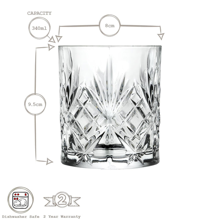 340ml Crystal Whisky Glasses - Pack of 6