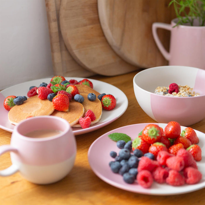 340ml Dusty Pink Colour Block Stoneware Sphere Mugs - Pack of Four