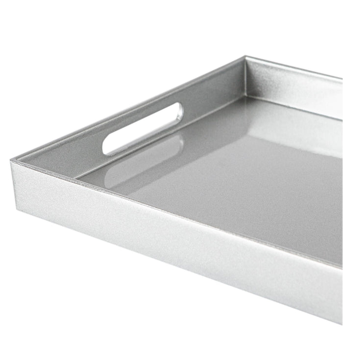 34.5cm x 25cm Silver Rectangle Lacquer Tray