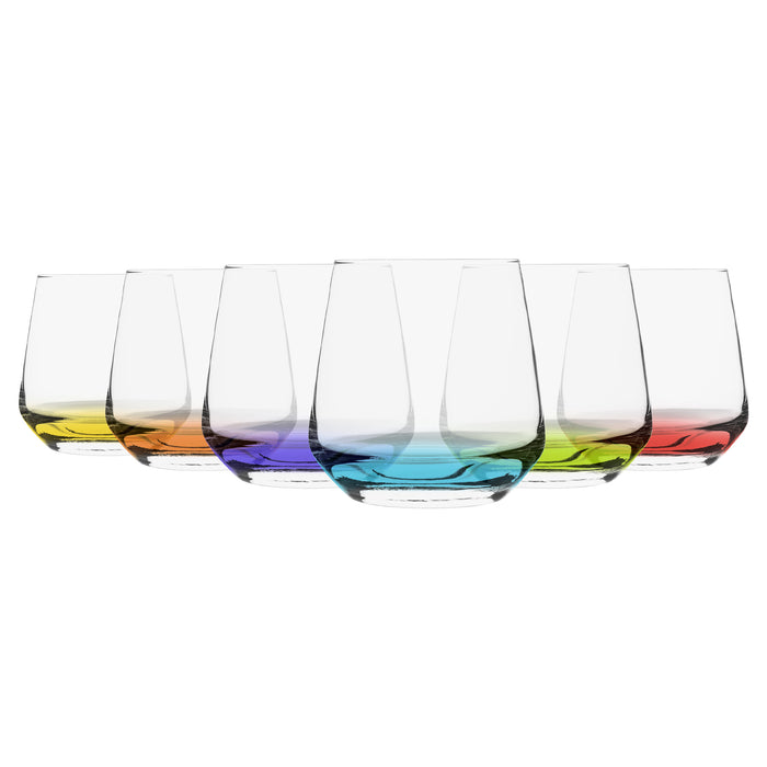 345ml Lal Whisky Glasses - Coloured Bases - Pack of Six