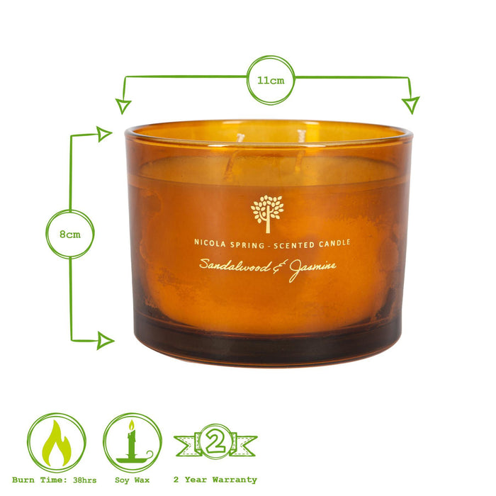 350g Double Wick Sandalwood & Jasmine Soy Wax Scented Candle