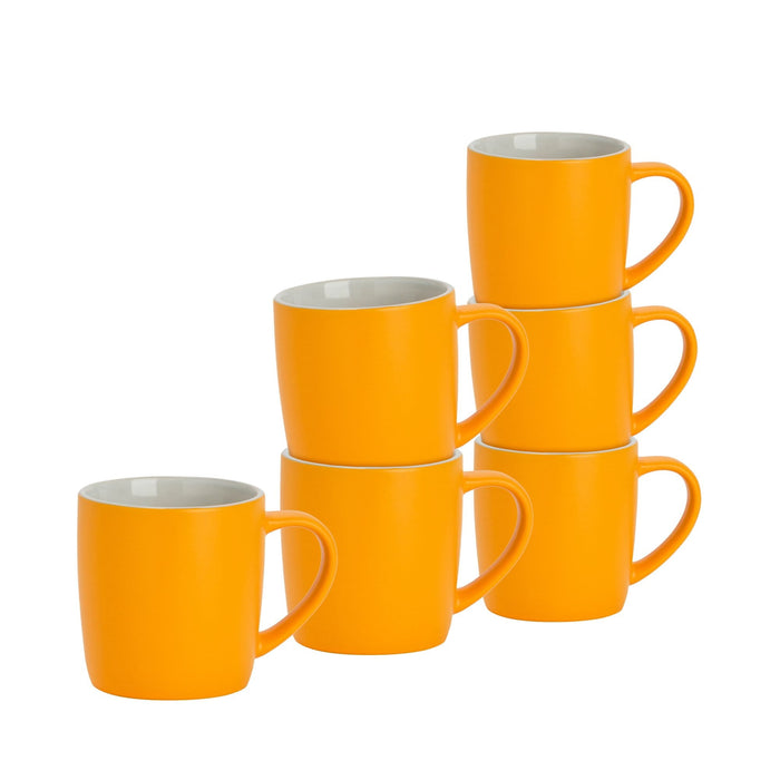 350ml Matt Coloured Coffee Mugs - Pack of Six