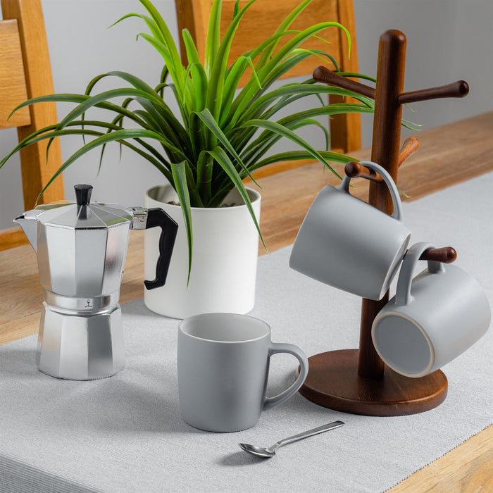350ml Matt Grey Coloured Coffee Mugs - Pack of Six