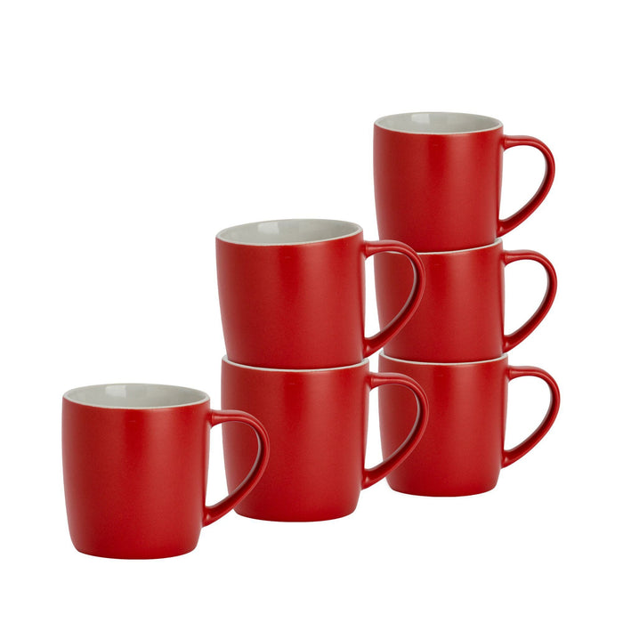 350ml Matt Red Coloured Coffee Mugs - Pack of Six