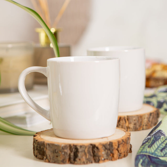 350ml White Coloured Coffee Mugs - Pack of Six