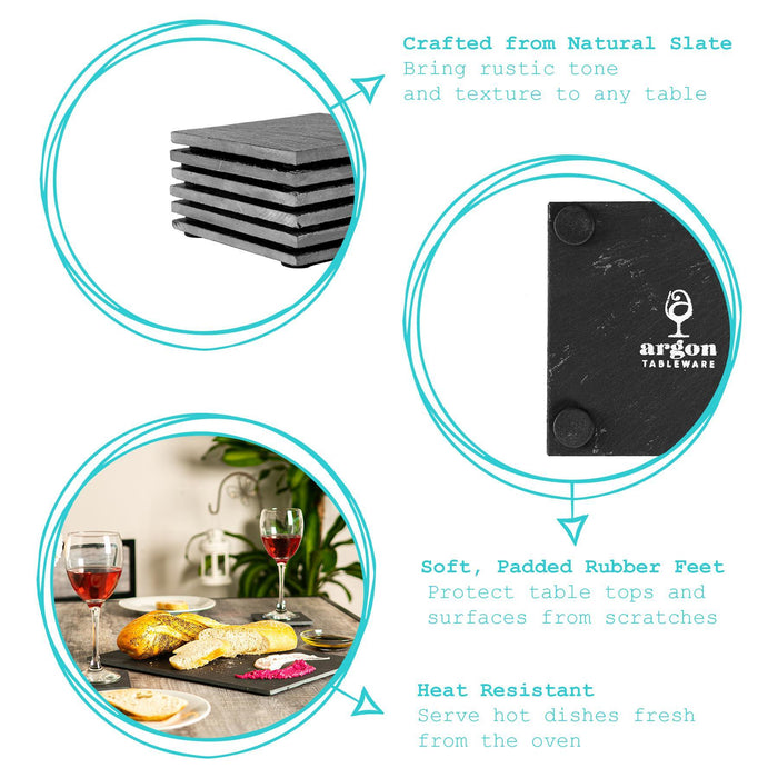 35cm x 25cm Black Rectangle Linea Slate Placemats - Pack of Six