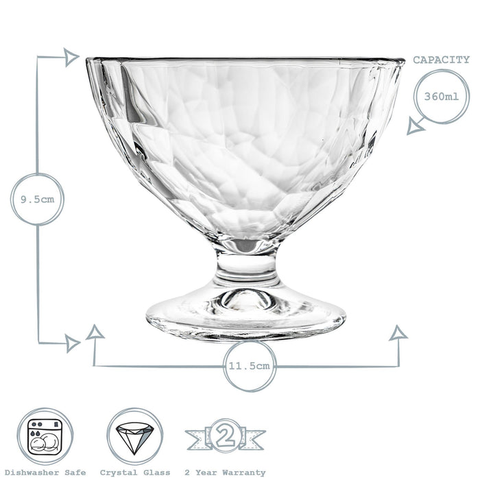 360ml Diamond Ice Cream Bowls - Pack of Six