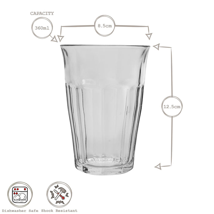 360ml Grey Picardie Highball Glasses - Pack of Six