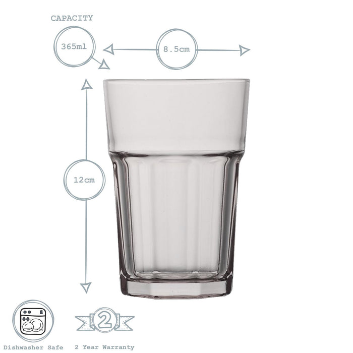 365ml Multicoloured Aras Highball Glasses - Pack of Six