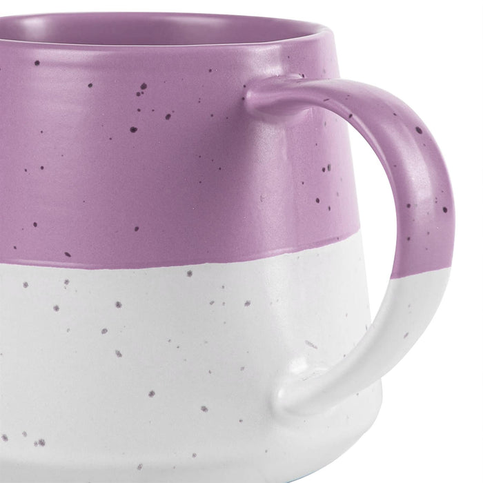 370ml Colour Block Flecked Stoneware Belly Mugs - Lavender - Pack of 4