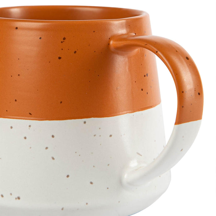 370ml Orange Colour Block Flecked Stoneware Belly Mugs - Pack of Four