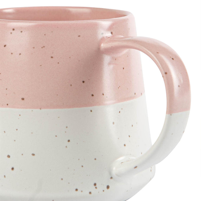 370ml Pink Colour Block Flecked Stoneware Belly Mug