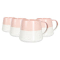 370ml Pink Colour Block Flecked Stoneware Belly Mugs - Pack of Four