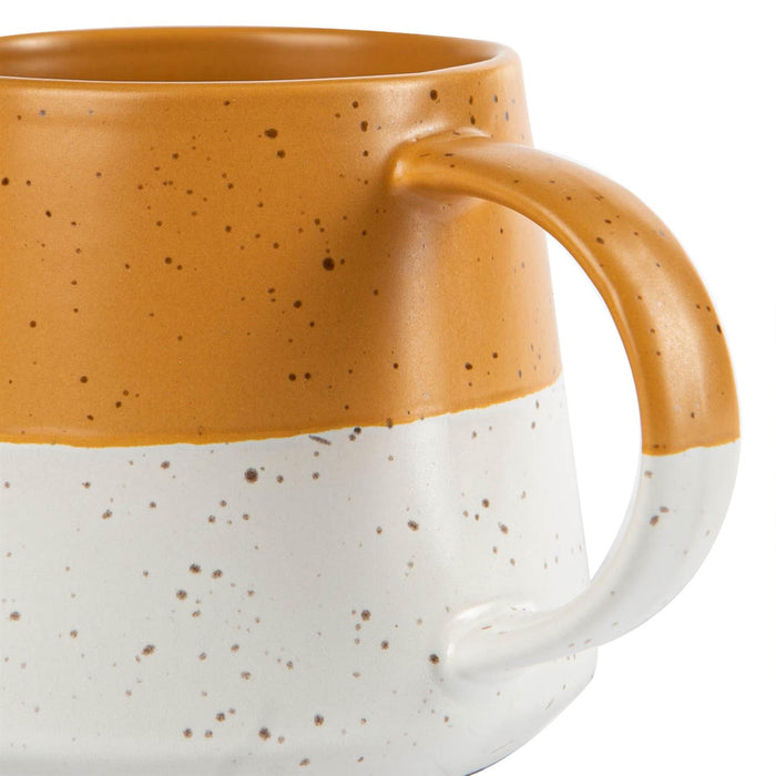 370ml Yellow Colour Block Flecked Stoneware Belly Mug