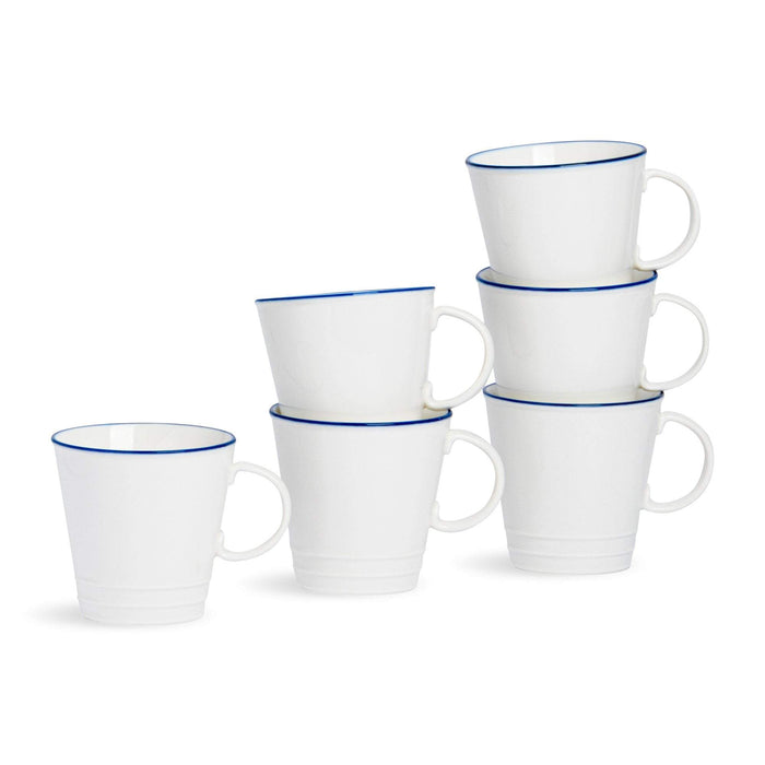 Nicola Spring Farmhouse White Coffee Mugs - 350ml - Pack of 6