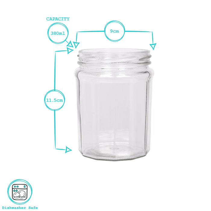 380ml Glass Jam Jars - Pack of 6