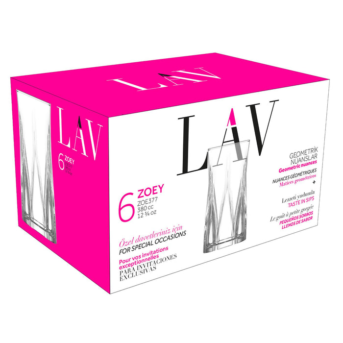 380ml Zoey Highball Glasses - Pack of 6