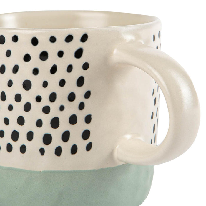 385ml Blue Colour Block Spot Portuguese Stoneware Coffee Mug