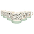 385ml Blue Colour Block Spot Portuguese Stoneware Coffee Mugs - Pack of Six