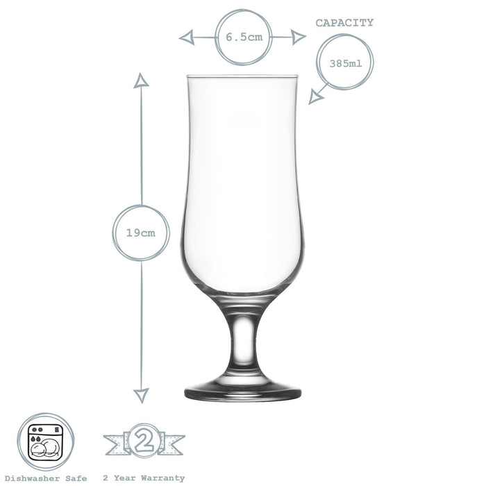 385ml Clear Nevakar Hurricane Beer Glasses - Pack of Six