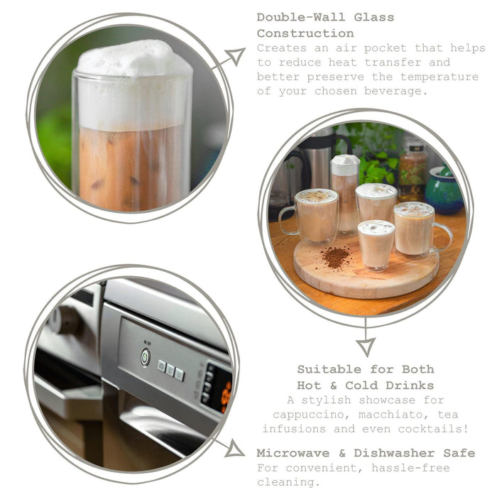 386ml Double-Walled Glass Coffee Cups Set - Pack of 2