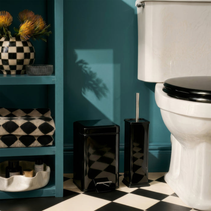 3L Black Square Bathroom Pedal Bin