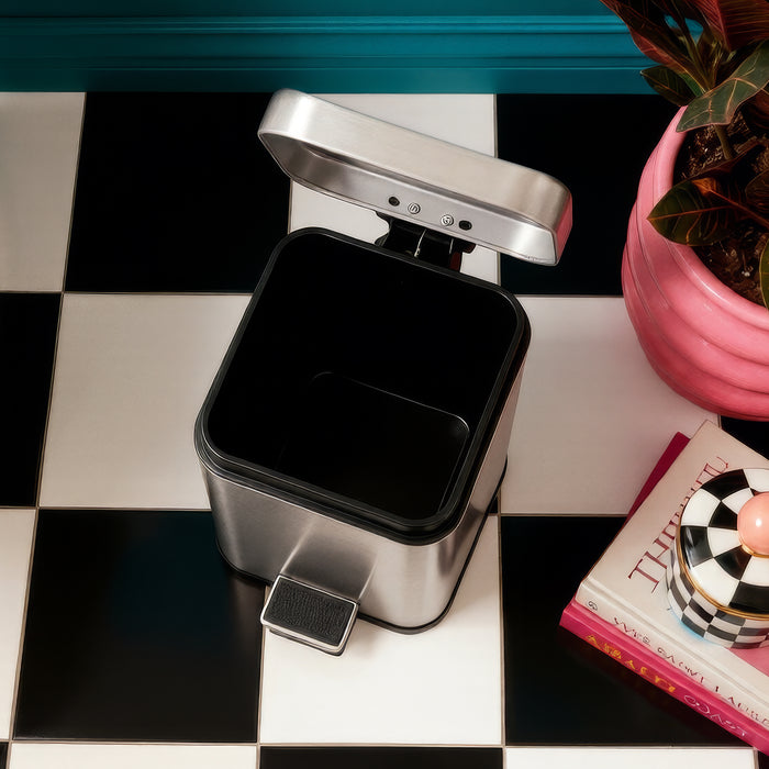 3L Brushed Steel Square Bathroom Pedal Bin
