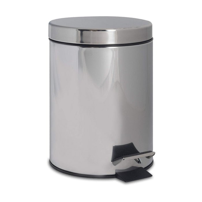 3L Chrome Round Stainless Steel Bathroom Pedal Bin