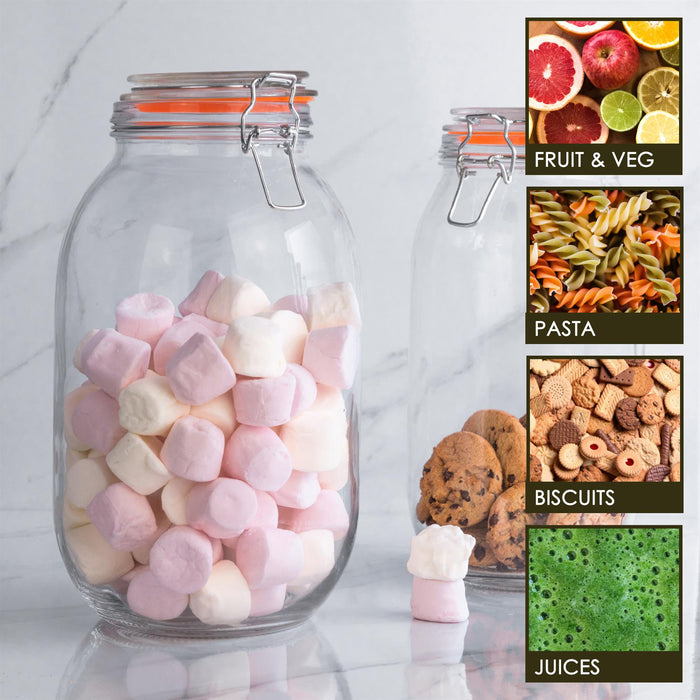 3L Classic Air tight Glass Storage Jar + Four Free Coloured Seals