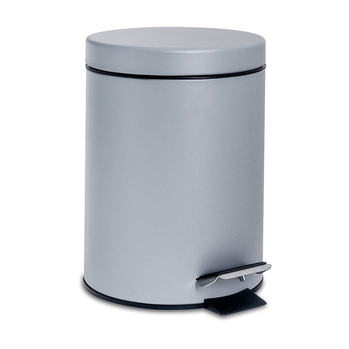 3L Grey Round Stainless Steel Bathroom Pedal Bin