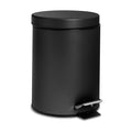 3L Matt Black Round Stainless Steel Bathroom Pedal Bin