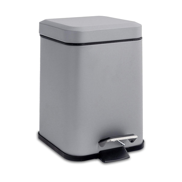 3L Matt Grey Square Bathroom Pedal Bin